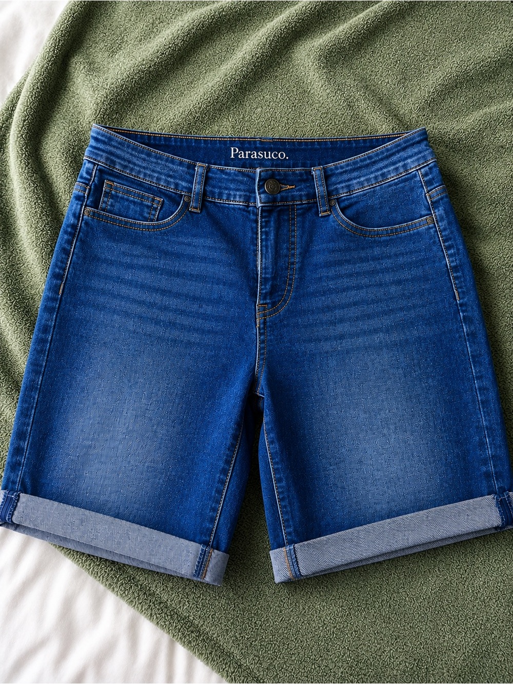 Parasuco Women's Dark Blue Rolled Cuff Denim Bermuda Shorts